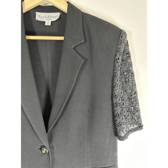 VINTAGE 90's Louis Feraud Crochet Elbow Sleeve Blazer size XS - Picture 3 of 12